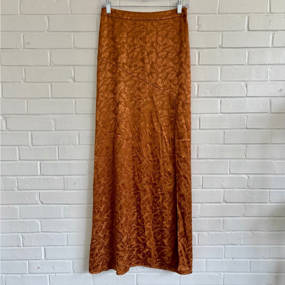 Burnt Orange Velvet Maxi Skirt - Women